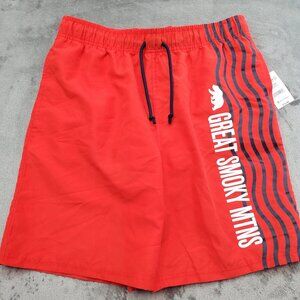New Mens M Swim Trunks Shorts Life Guard Red Pool Beach Smoky Mountains Resort